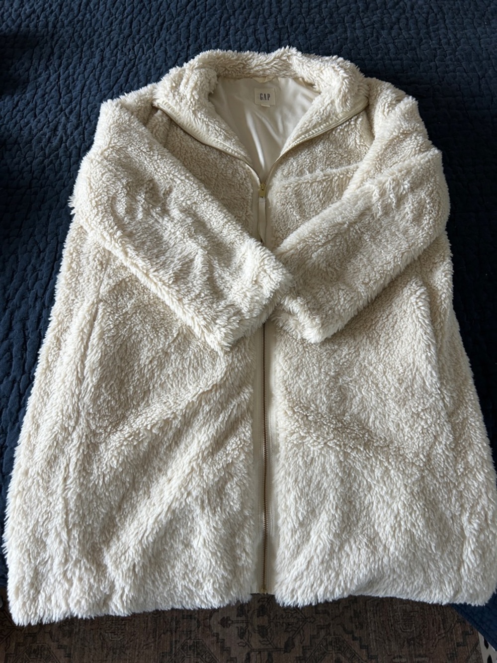 GAP Cream Plush Faux Sherpa Full-Zip Jacket